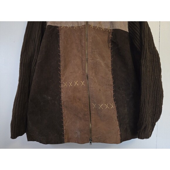 Fashion Bug Coat Womens Plus 18/20 Faux Fur Brown Leather Suede Goblincore Y2K - Picture 3 of 8